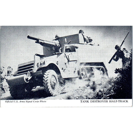 Vintage WWII US Army Signal Corps Photo Card Tank Destroyer Half-Track EA3