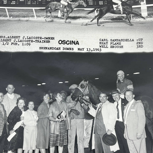 1963 Original Horse Race Winner Photo "Oscina" Shenandoah Downs AC5