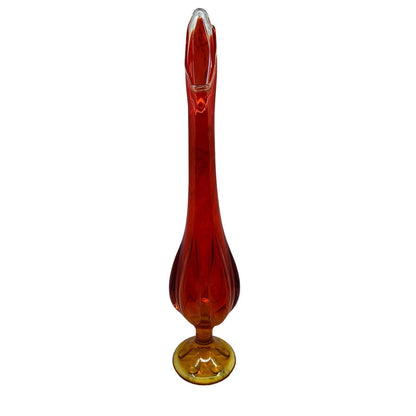 Large Viking Swung Glass Swung Orange and Red AMBERINA Vase 21 1/2” TD1