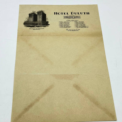 1920s Hotel Duluth Envelope & Letterhead Schroeder Hotels Duluth MN SC9