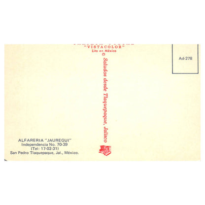 Vintage Postcard - Alfareria "Jauregui" San Pedro Tlaquepaque Jalisco Mexico AD9
