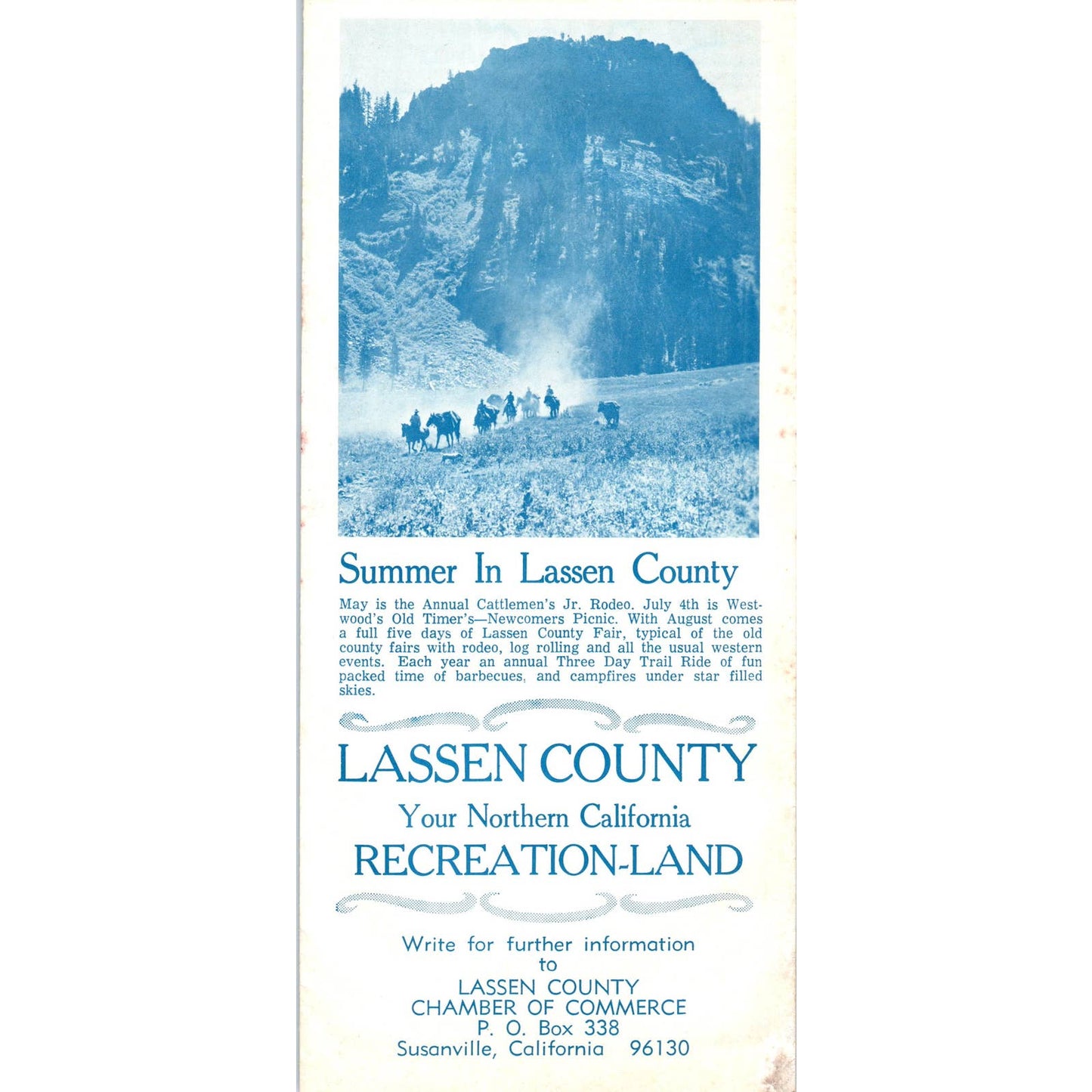 1970s Lassen County Northern California Recreationland Map & Brochure SF3