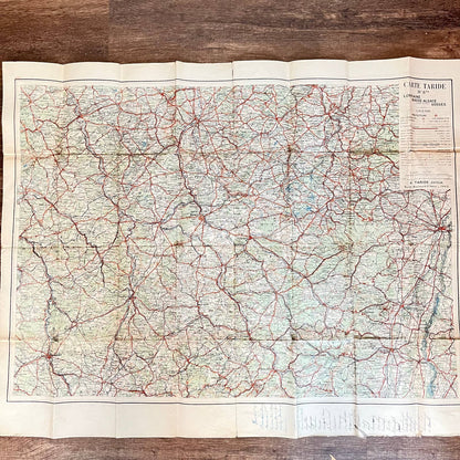 1920s-30s Carte Taride French Map Lorraine Basse-Alsace Voseges 36x28” TE1