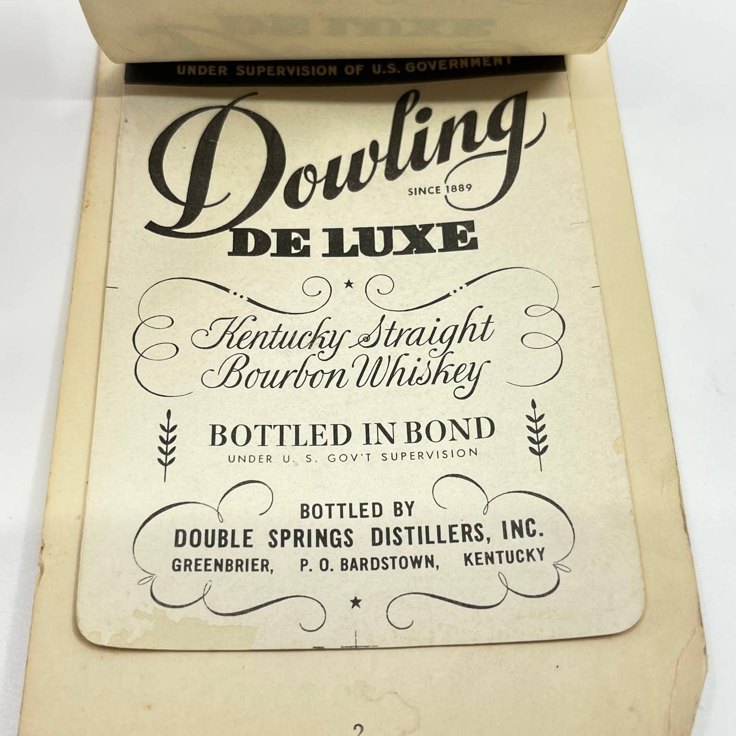 Dowling Deluxe Bourbon Whiskey Label Set of 3 Dowling Distilling Co Tyrone KY