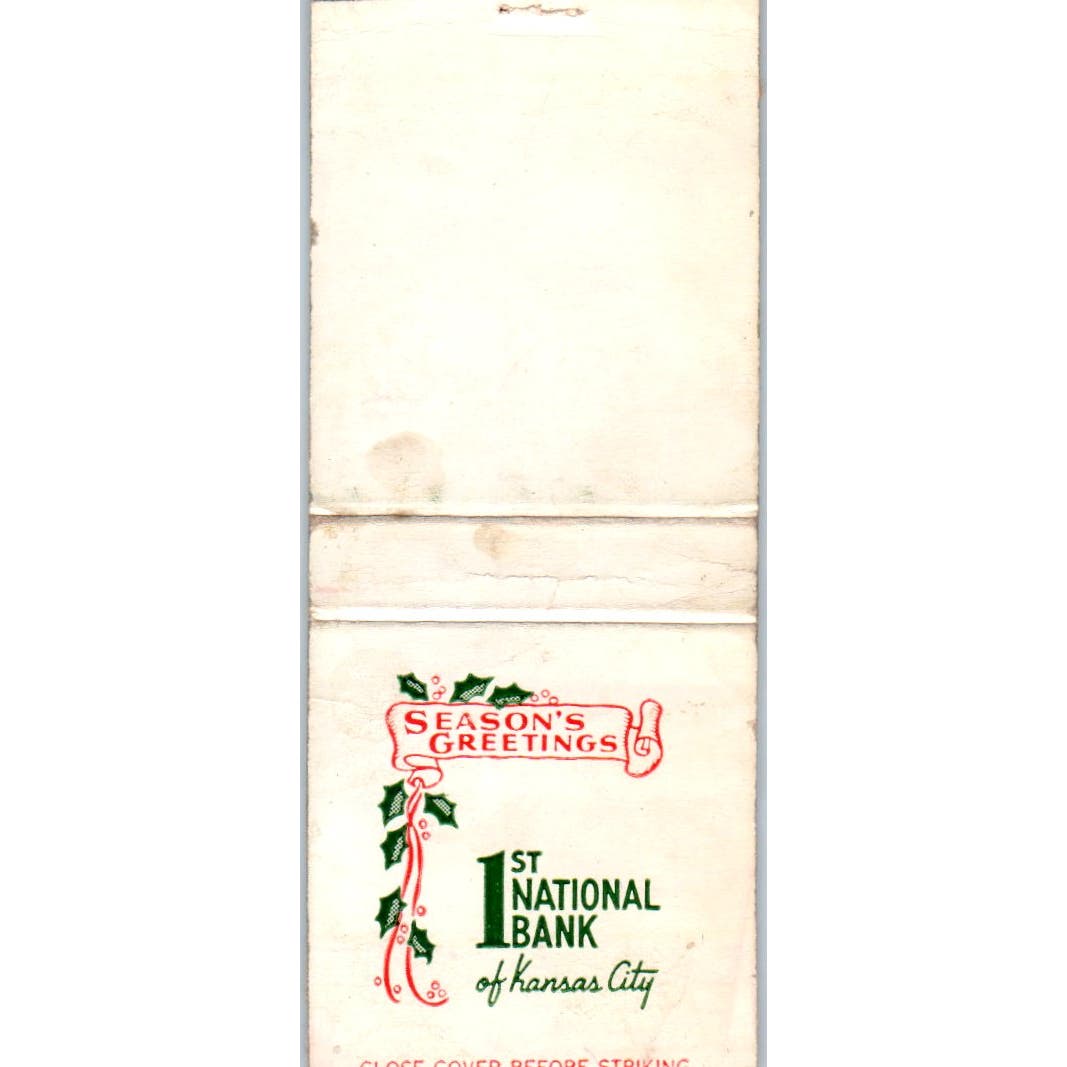 Season's Greetings First National of Kansas City MO Advertising Matchbook SA9-M2