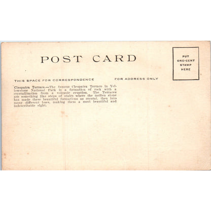 Cleopatra Terrace Hand Tinted Yellowstone Park Original Postcard P2-5