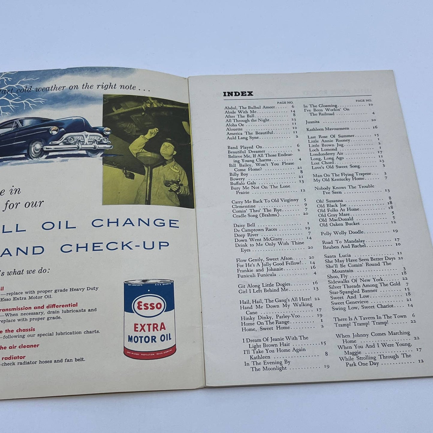 1940 ESSO Motor Oil Community Song Book Mognet's Esso Service Bakersville PA TG6