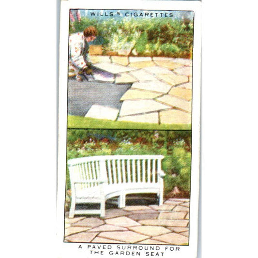 1938 Wills Cigarette Card Garden Hints #2 Paved Surround for the Garden Seat SE5