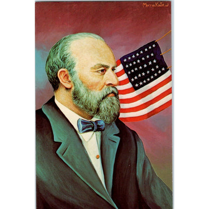 James A. Garfield Portrait Morris Katz 1960s Original Postcard TK1-21
