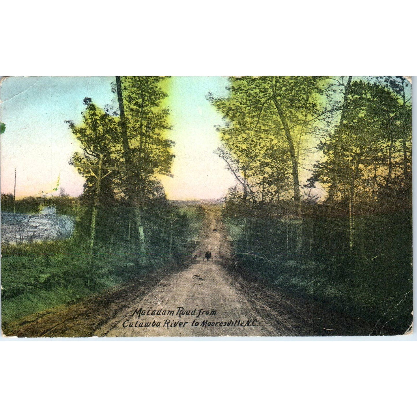 Macadam Road from Catawba River Mooresville NC 1910 Original Postcard TK1-P1