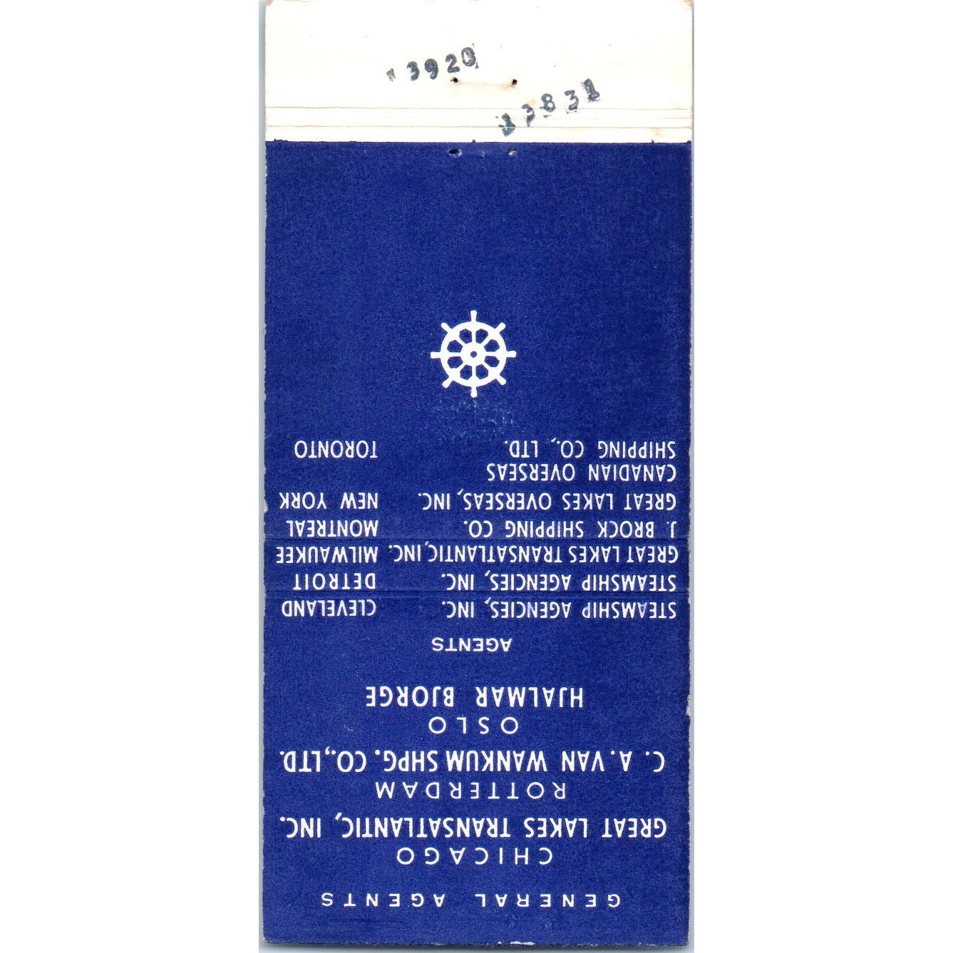Fjell Line Oslo Norway Cargo Liners Advertising Matchbook Cover MM9-6