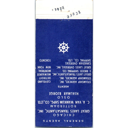 Fjell Line Oslo Norway Cargo Liners Advertising Matchbook Cover MM9-6