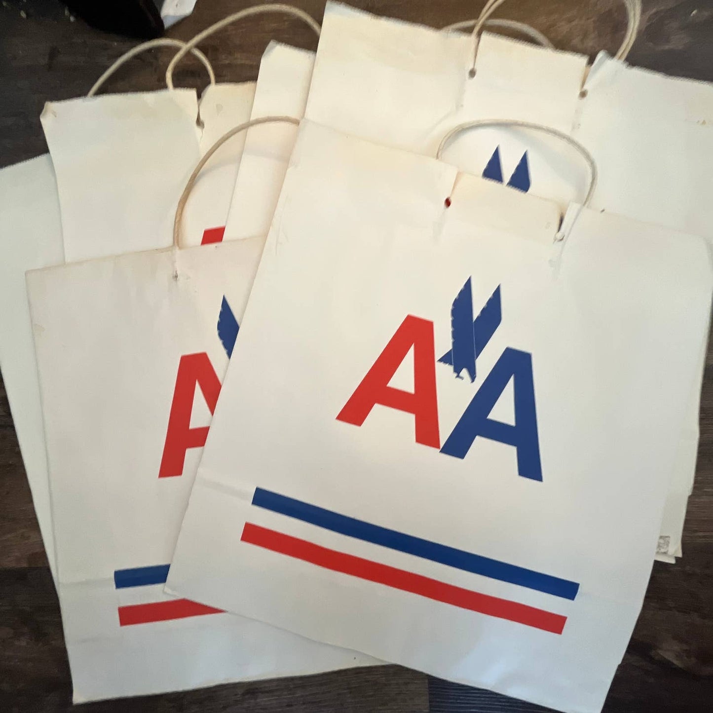 1970s Lot of 7 American Airlines Large Paper Shopping Souvenir Bags ~20x18"