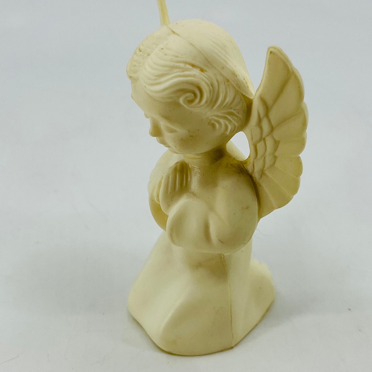 Vintage Hard Plastic Christmas White Angel Figurine Kneeling Praying 4" SB2