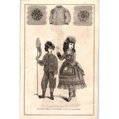 Children's Fashions For Nov - Victorian Fashion Plate 1878 Original Plate TJ7-L2