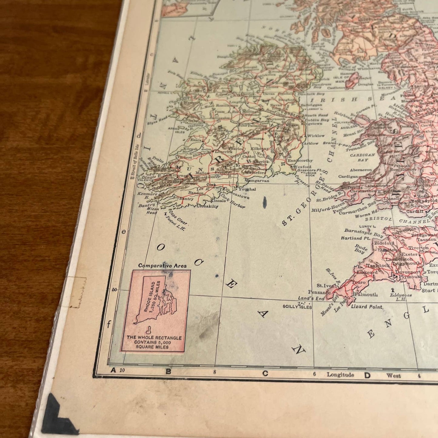 Antique 1903 Map of BRITISH ISLES Color 10 x 12” FL5