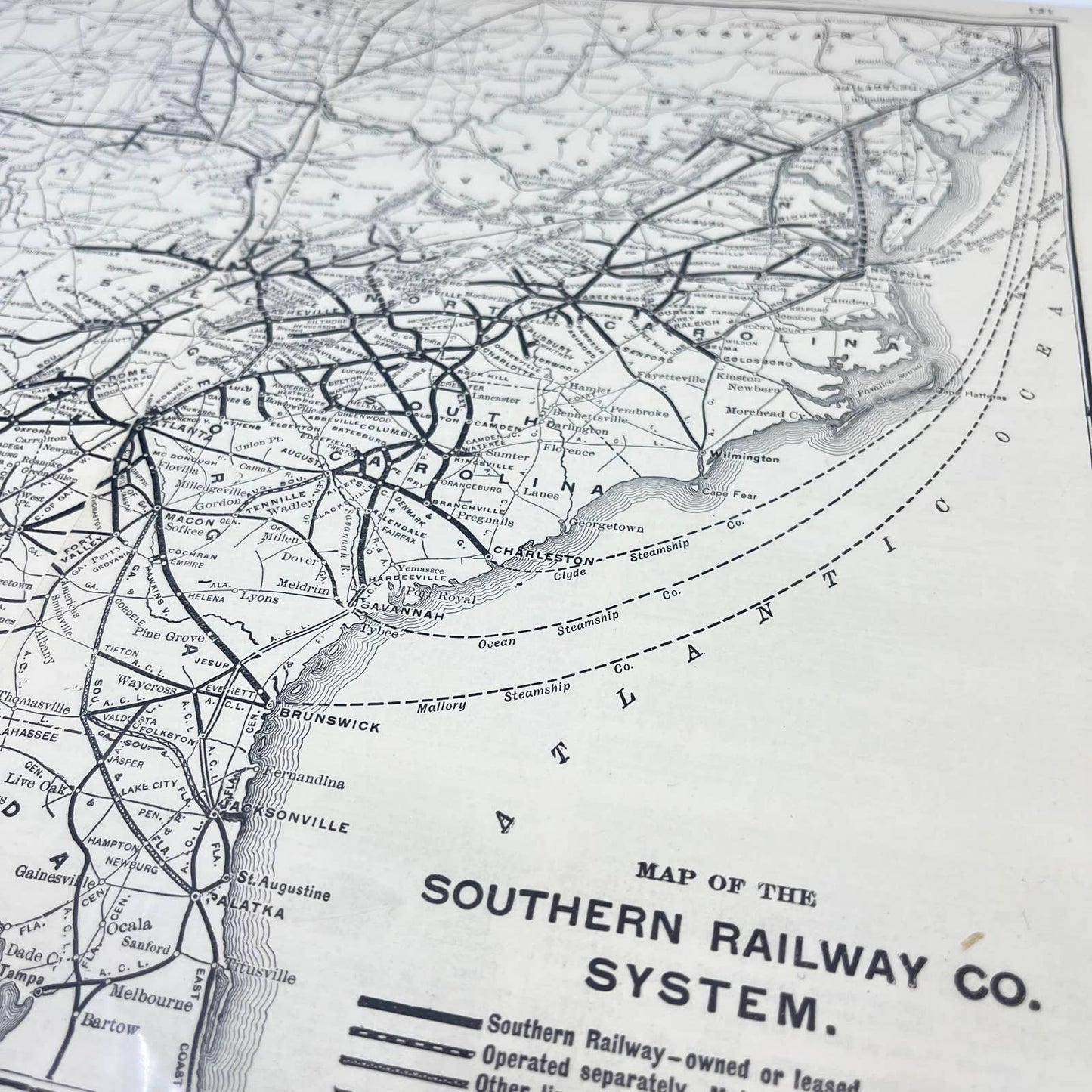 1910 Map Railway Stocks and Bonds Map of the Southern Railway Co System FL3