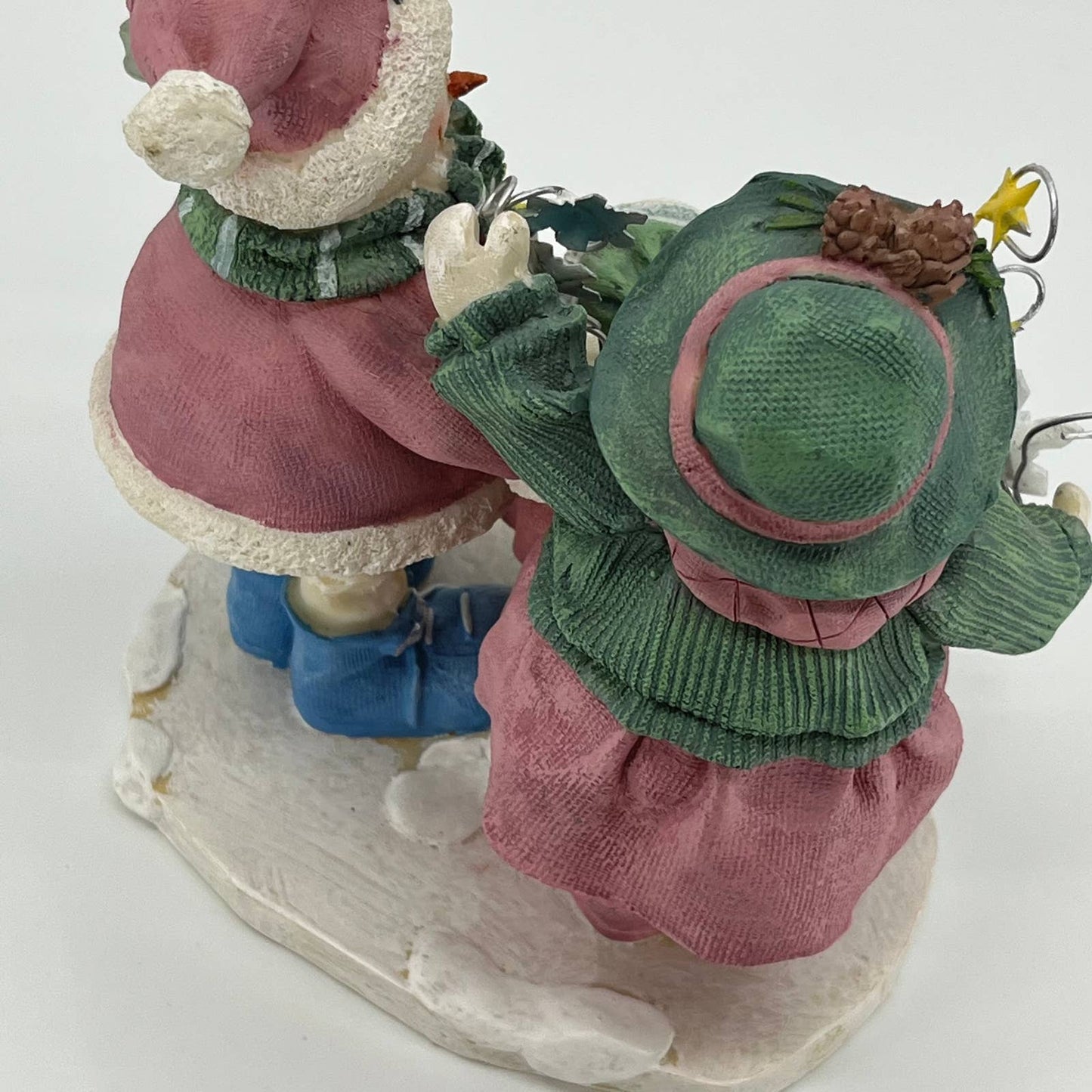 Vintage Merry Snowman Family w/ Birdhouse Resin Sculpture Figurine 6” TB5