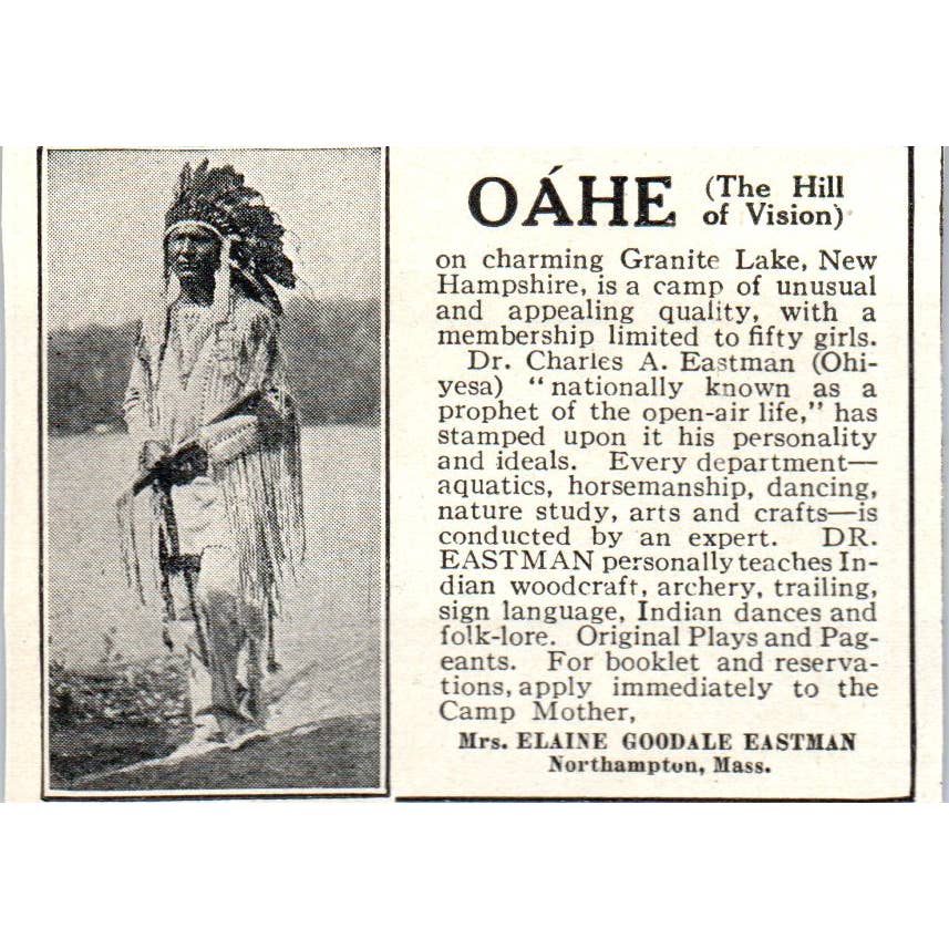 Oahe on Granite Lake Elaine Goodale Eastman Northampton MA - 1921 Ad TJ7-S8