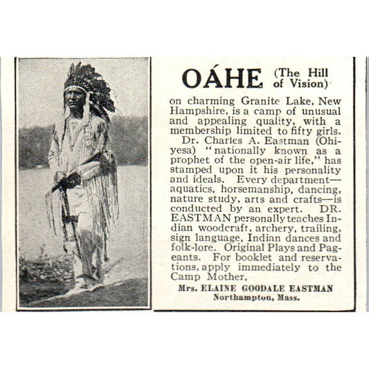 Oahe on Granite Lake Elaine Goodale Eastman Northampton MA - 1921 Ad TJ7-S8