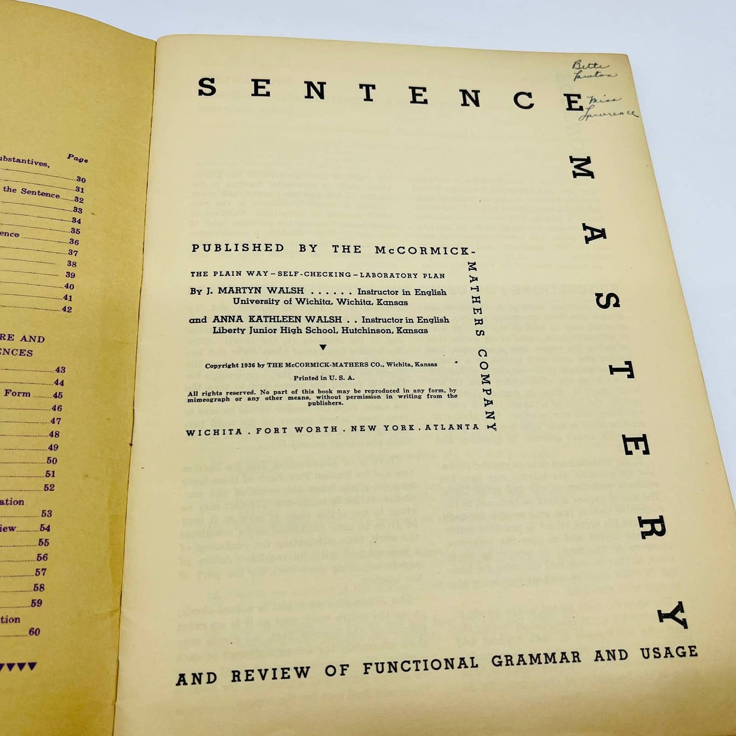 1936 Sentence Mastery and Review of Functional Grammar and Usage Workbook TD8