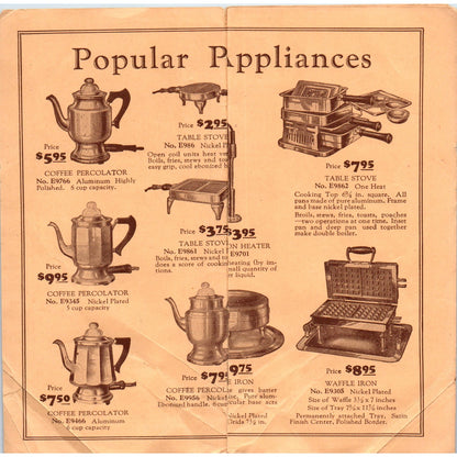 1920s Popular Price Electric Appliances Universal Landers Frary & Clark B6