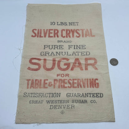 Vintage Sugar Sack - Silver Crystal Great Western Sugar Co Denver 15" TF5-1