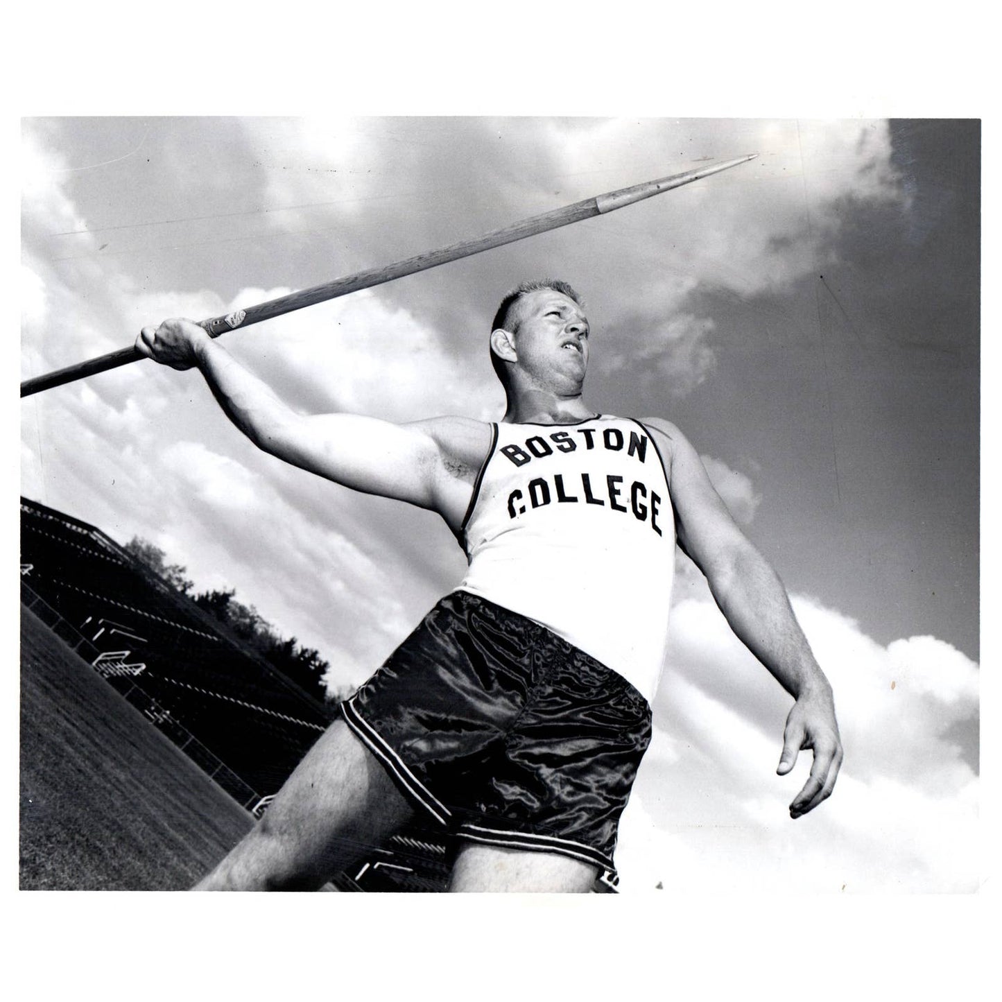 1961 Original Press Photo LOU KIROUAC Boston College Track Javelin 8x10" AD2