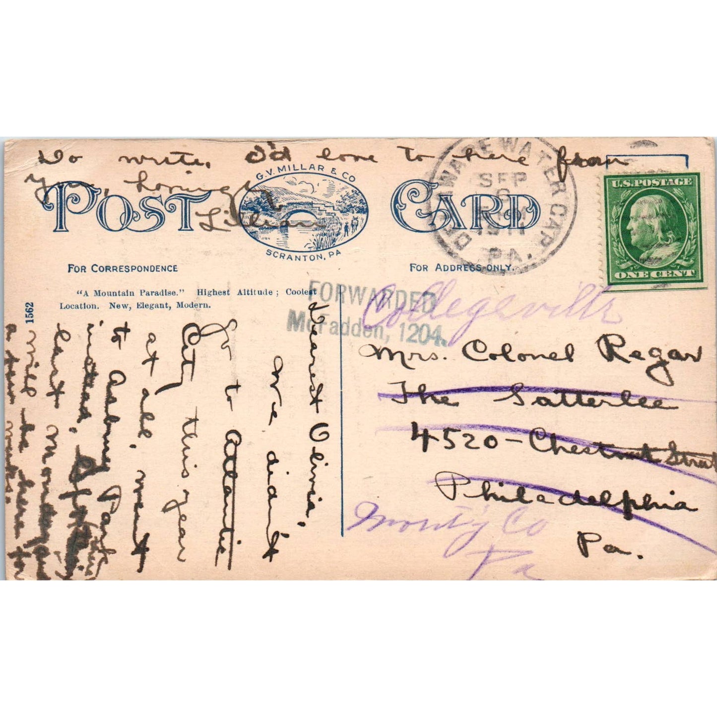 1911 Postcard Water Gap House, Delaware Water Gap PA TD8-P2