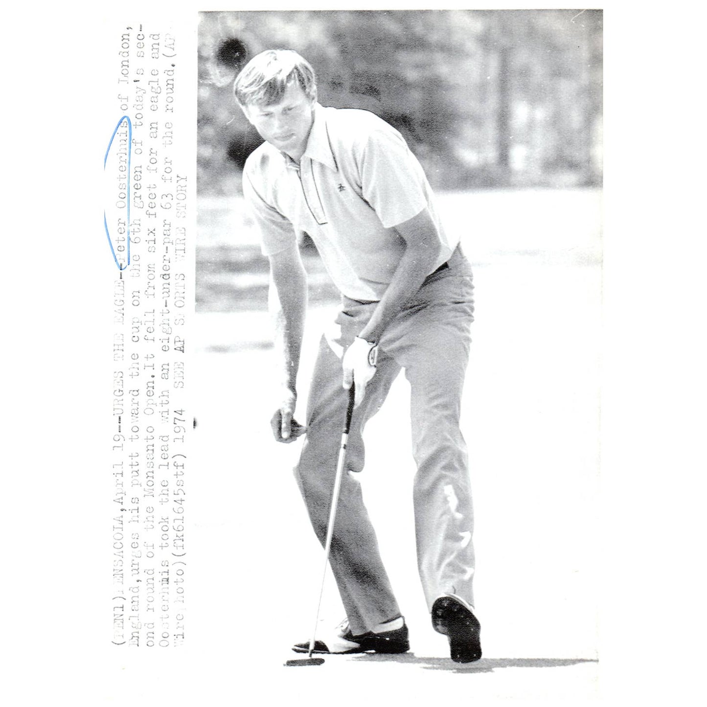 1974 Original Press Photo Golf Peter Oosterhuis Monsanto Open 8x10" AD2