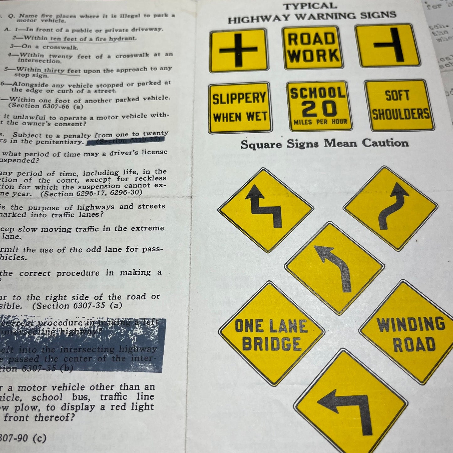 Vintage 1942 Ohio Driver’s Manual, Definition of Terms, and Q & A Brochure H4-1