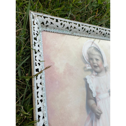 Vintage Framed Original Signed Portrait of Little Girl by Eliva Cook