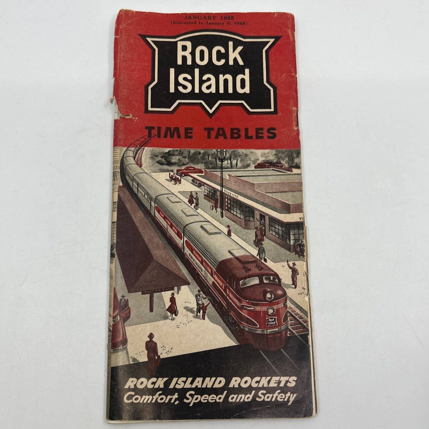 1955 Rock Island Railway Railroad Time Table Brochure "Rock Island Rockets" TG6