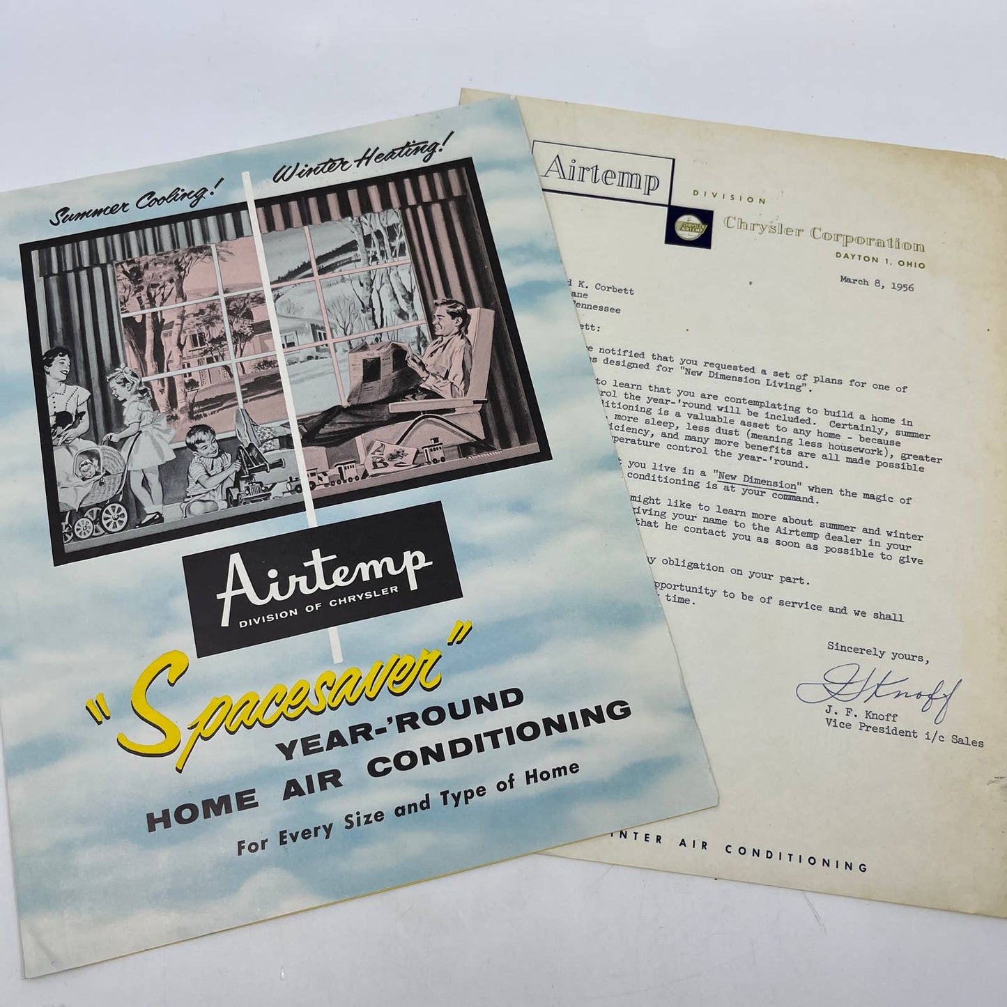 1956 Chrysler Airtemp Year Round Air Conditioner Advertising Tri-Fold Leafet AC8