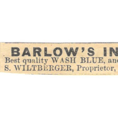 Barlow's Indigo Blue S. Wiltberger Philadelphia - Ad 1878 Original TJ7-L2-2