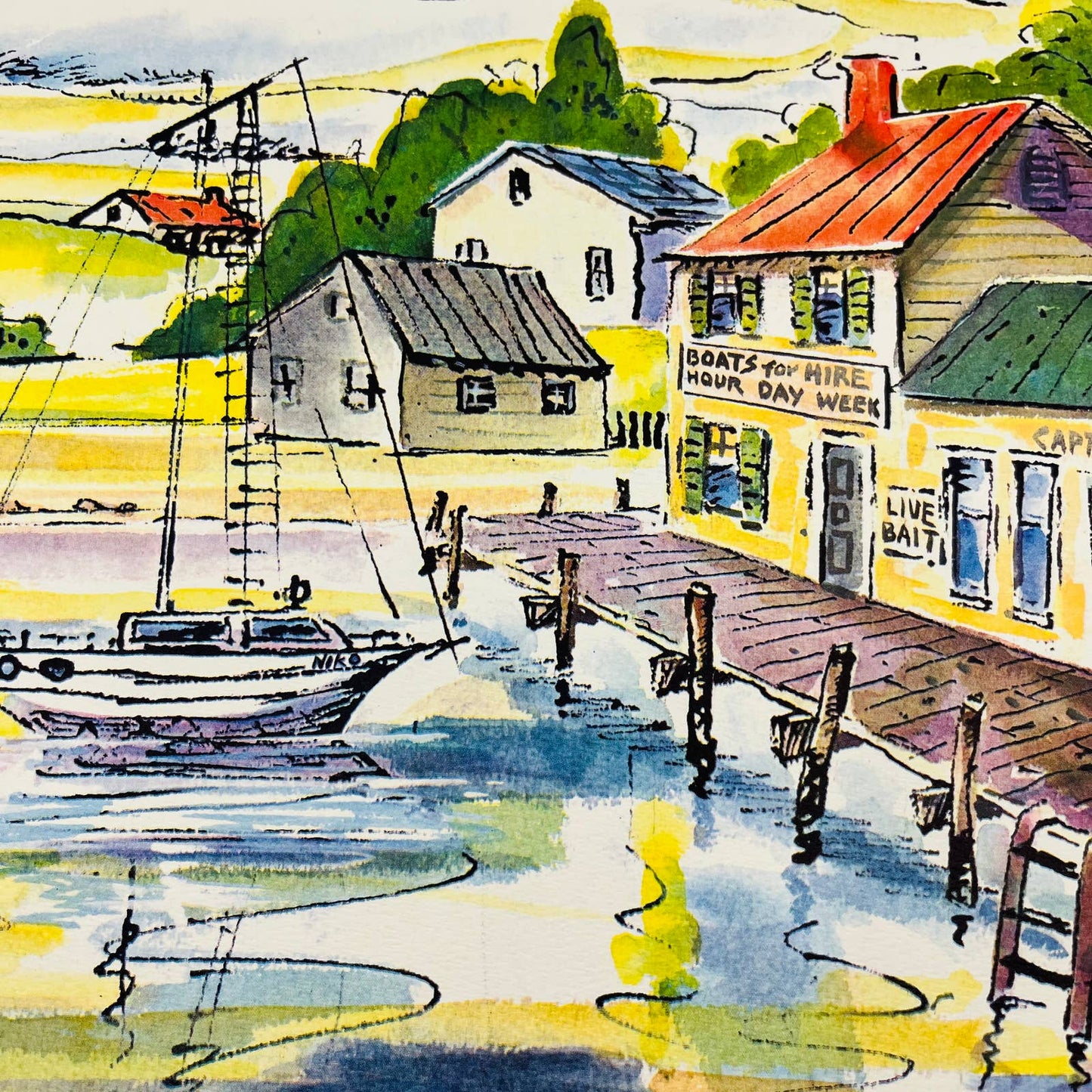 1953 FISHERMAN'S WHARF Print Ceri I. B. Fischer Co. 11x14” TA8