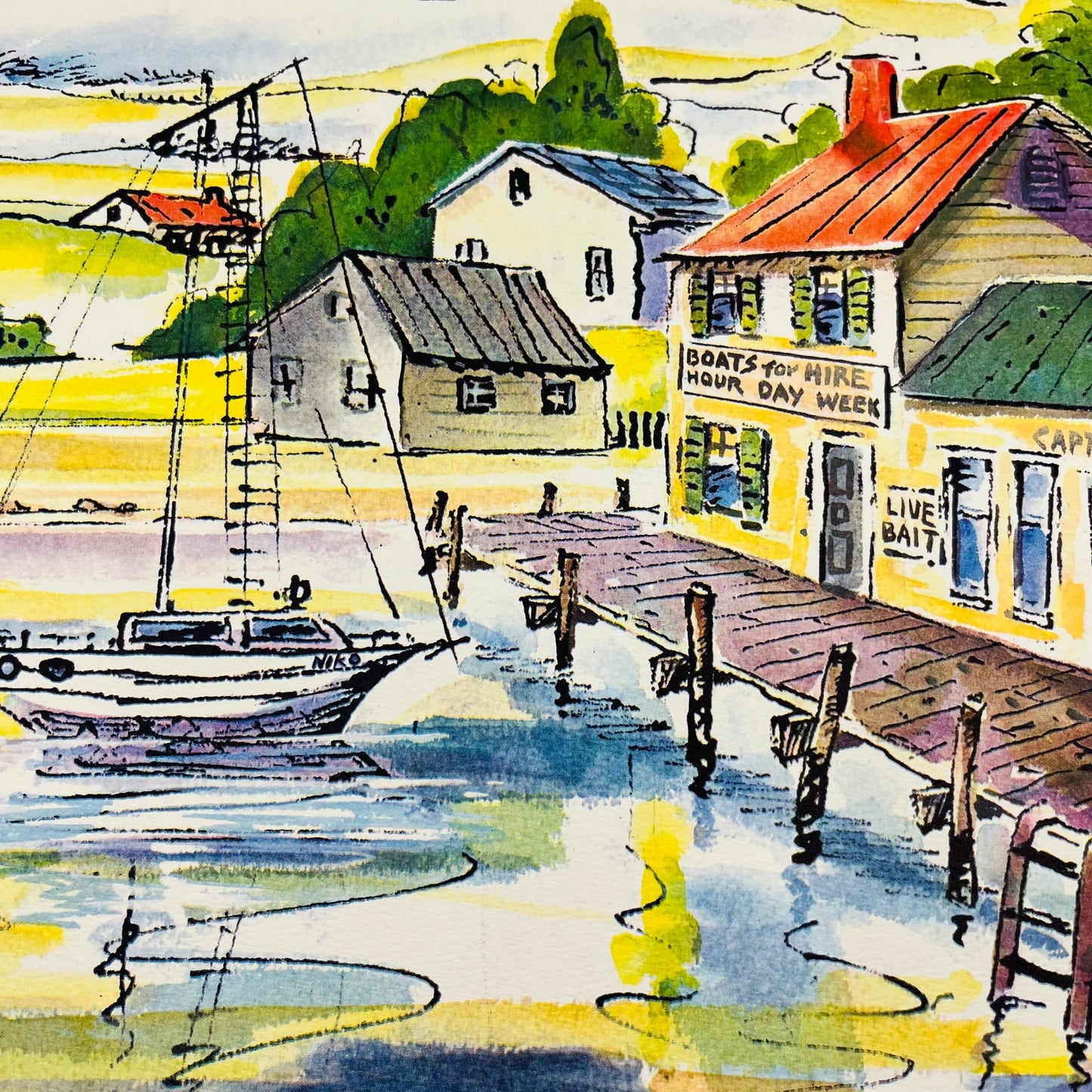 1953 FISHERMAN'S WHARF Print Ceri I. B. Fischer Co. 11x14” V43-4