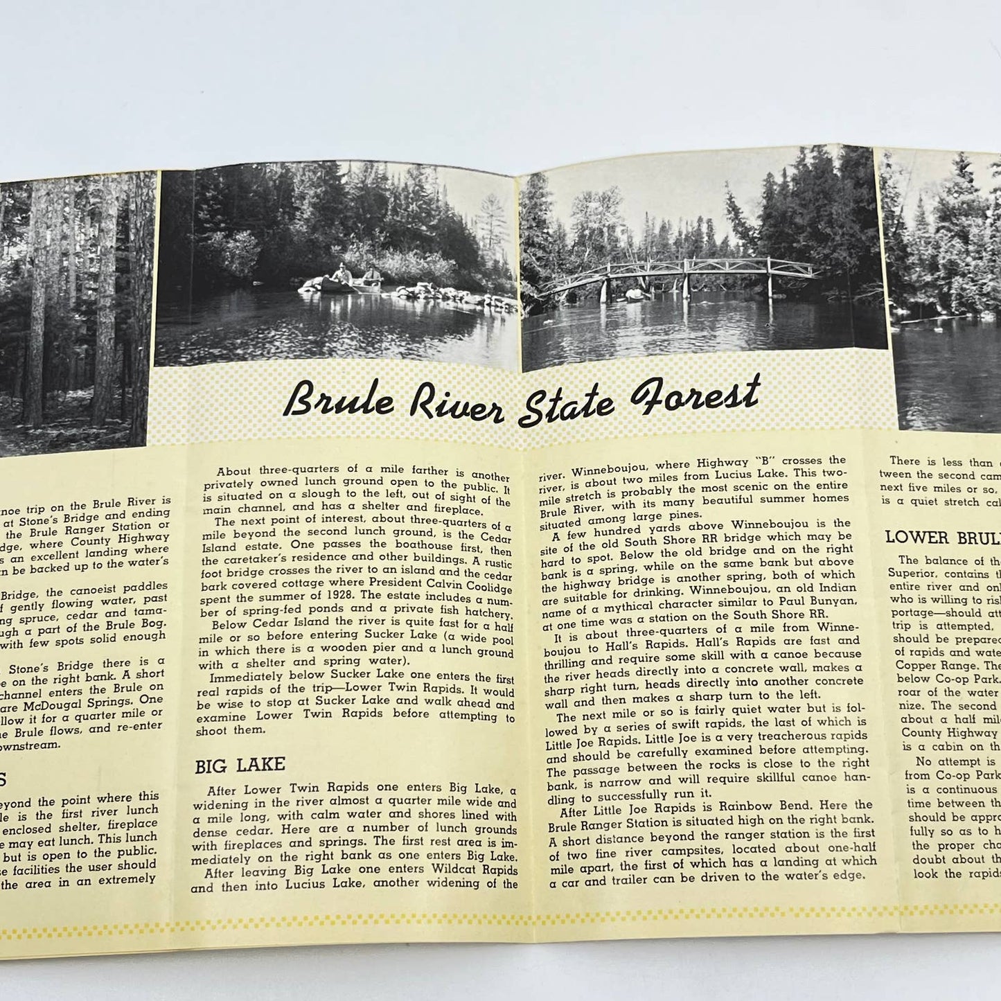 1940s Burke River State Forest Brochure & Fold Out Map Wisconsin AB3