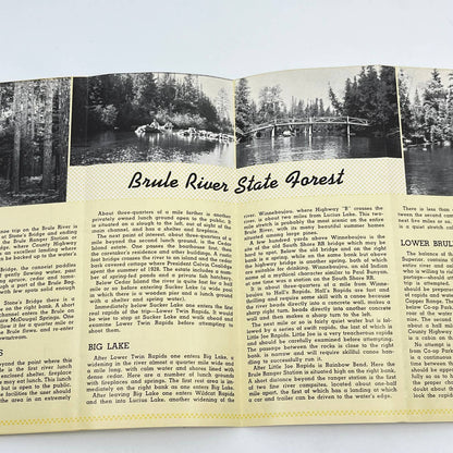 1940s Burke River State Forest Brochure & Fold Out Map Wisconsin AB3