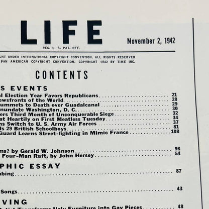 Life Magazine, Nov 2, 1942, WWII, Navy dive bombing, USS Iowa TD9