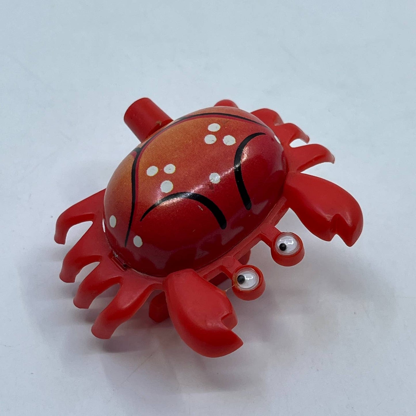 1970s Wind Up Toy Happy Crab Tin Litho & Plastic Hong Kong WORKS 2" TH7