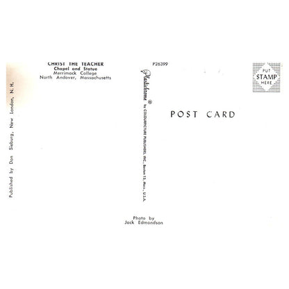 Vtg Postcard Christ The Teacher Merrimack College North Andover MA TJ7-1