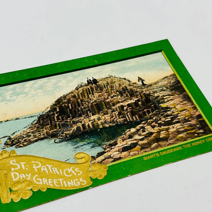 1910s St. Patrick’s Day Post Card Giant’s Causeway Honeycomb Mica Embossed PA3