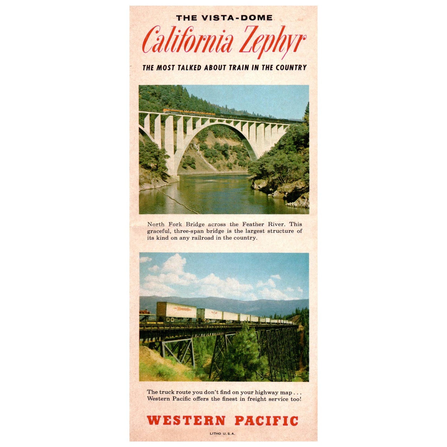 1963 Vista-Dome California Zephyr Western Pacific RR Passenger Timetables SE4