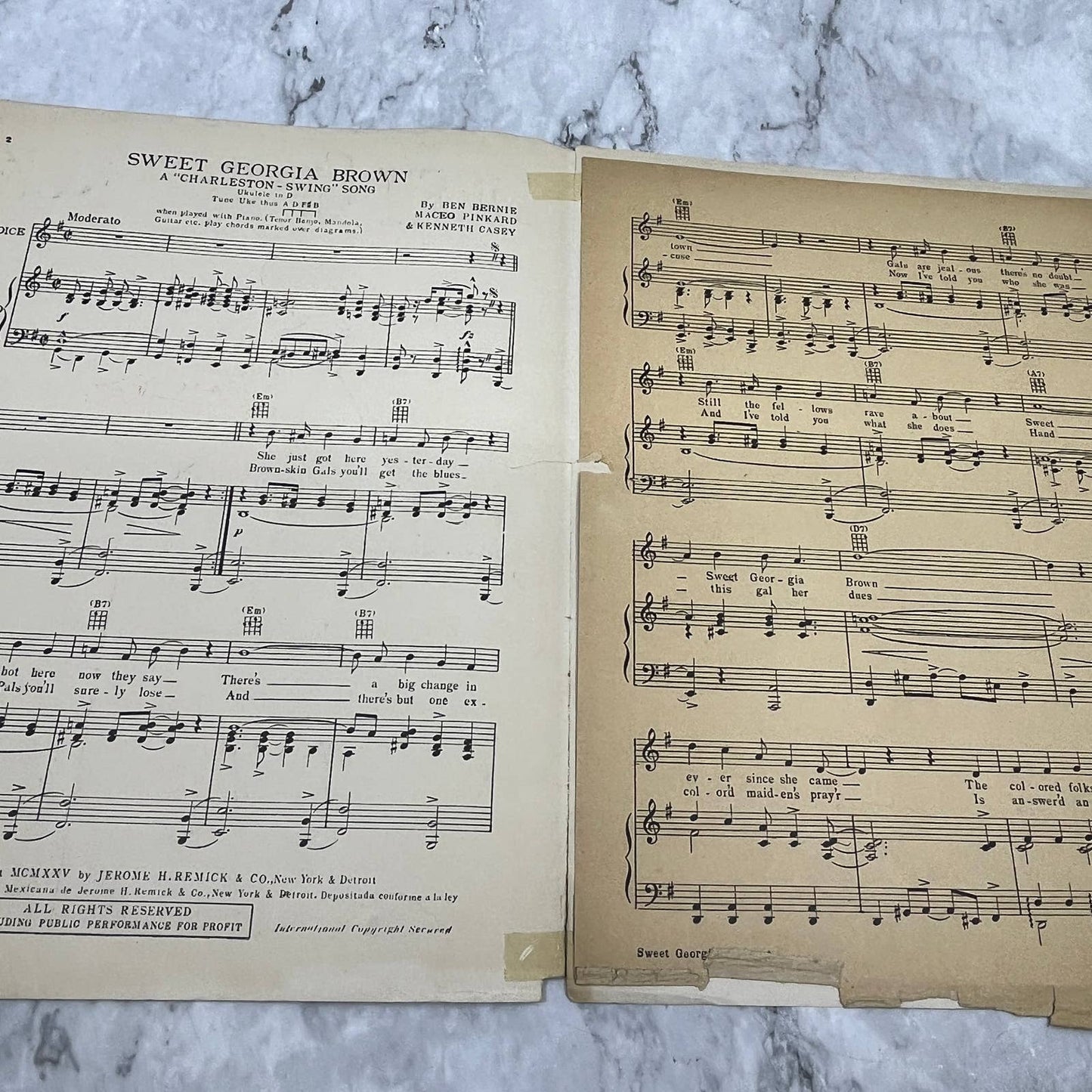 Sweet Georgia Brown Brooks & Ross Ben Bernie 1925 Sheet Music TK2-SM4