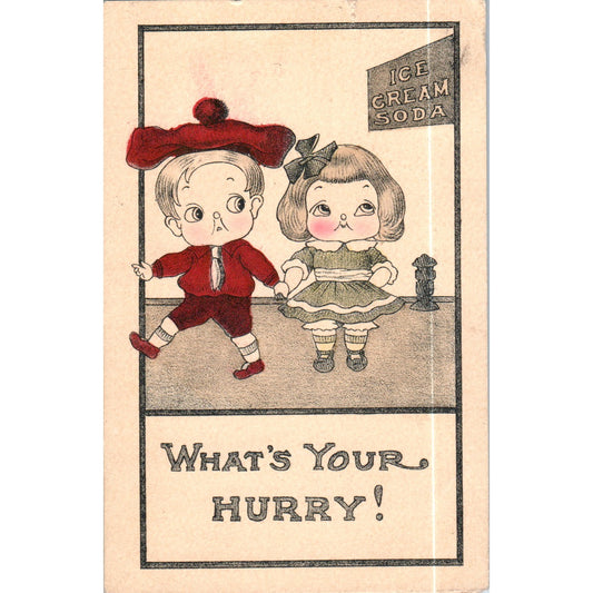 Dutch Kids Ice Cream Soda Columbus WI 1910 Original Postcard P2-8