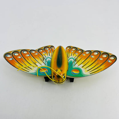 Vintage Mechanical Somersaulting Butterfly Moth Tin Litho Toy TD2