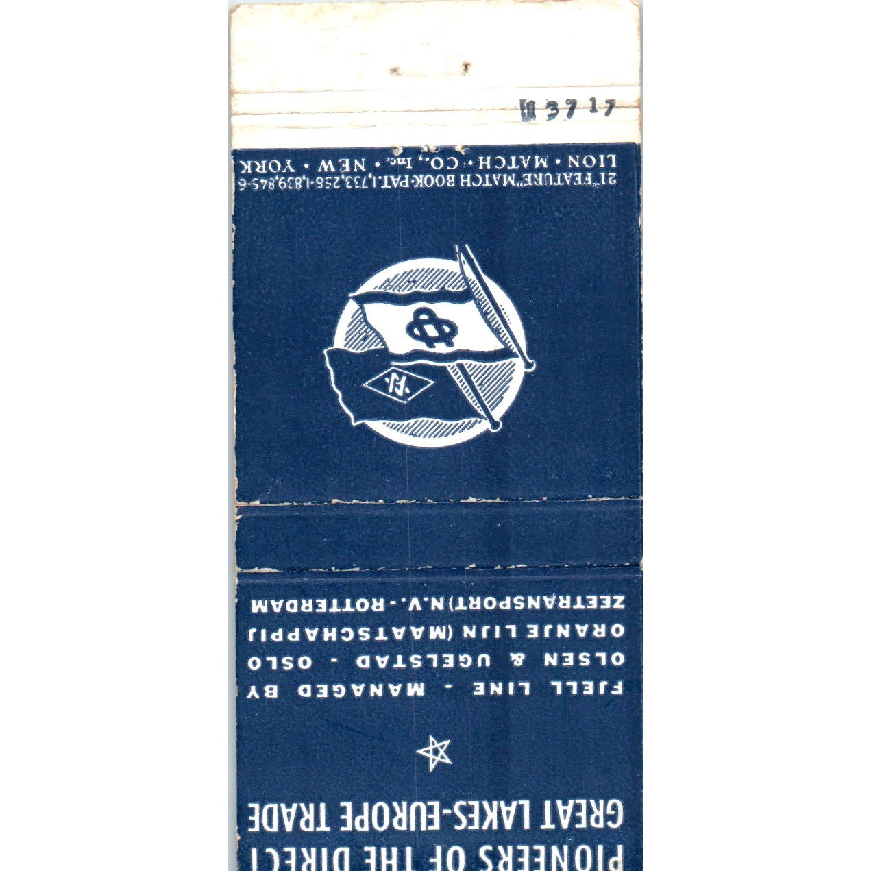 Fjell Oranje Lines Olsen & Ugelstad Oslo Advertising Matchbook Cover MM9-6