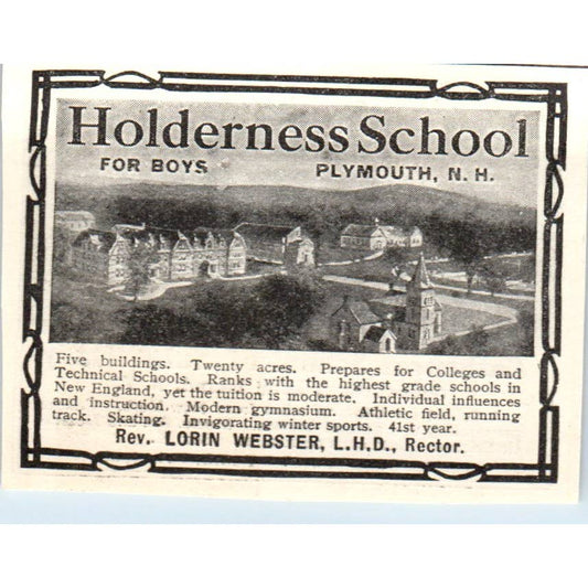 c1920 Harper's Ad - Holderness School for Boys Plymouth NH Lowin Webster EA3-1