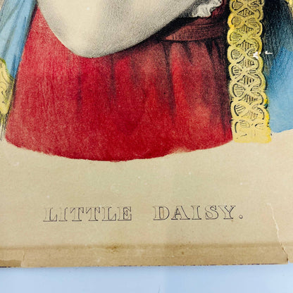 c1850 Antique Hand-Colored Currier & Ives Lithograph "Little Daisy" 11 x 14 FL1